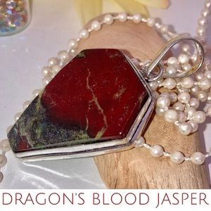 Coffin Cut Dragon's Blood Jasper Gemstone Handmade Pendant